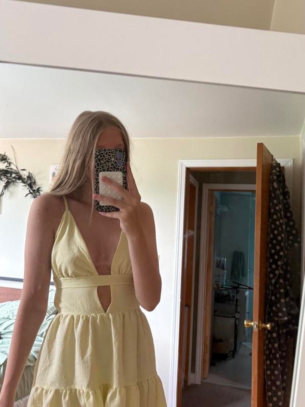 Yellow Tiered V-Neck Sundress